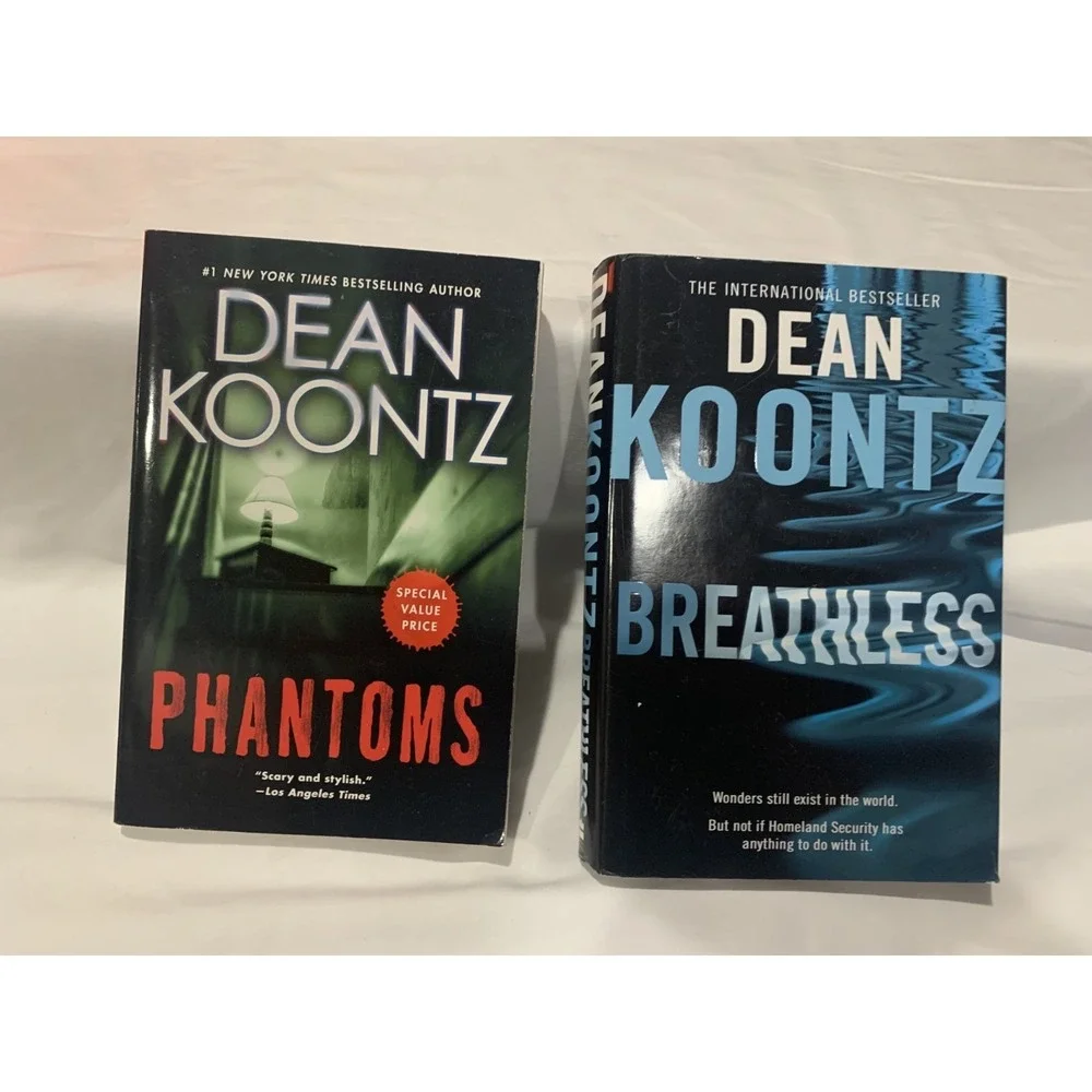 Dean Koontz Book Lot of 2 Phantoms Paperback & Breathless Hardcover Thriller